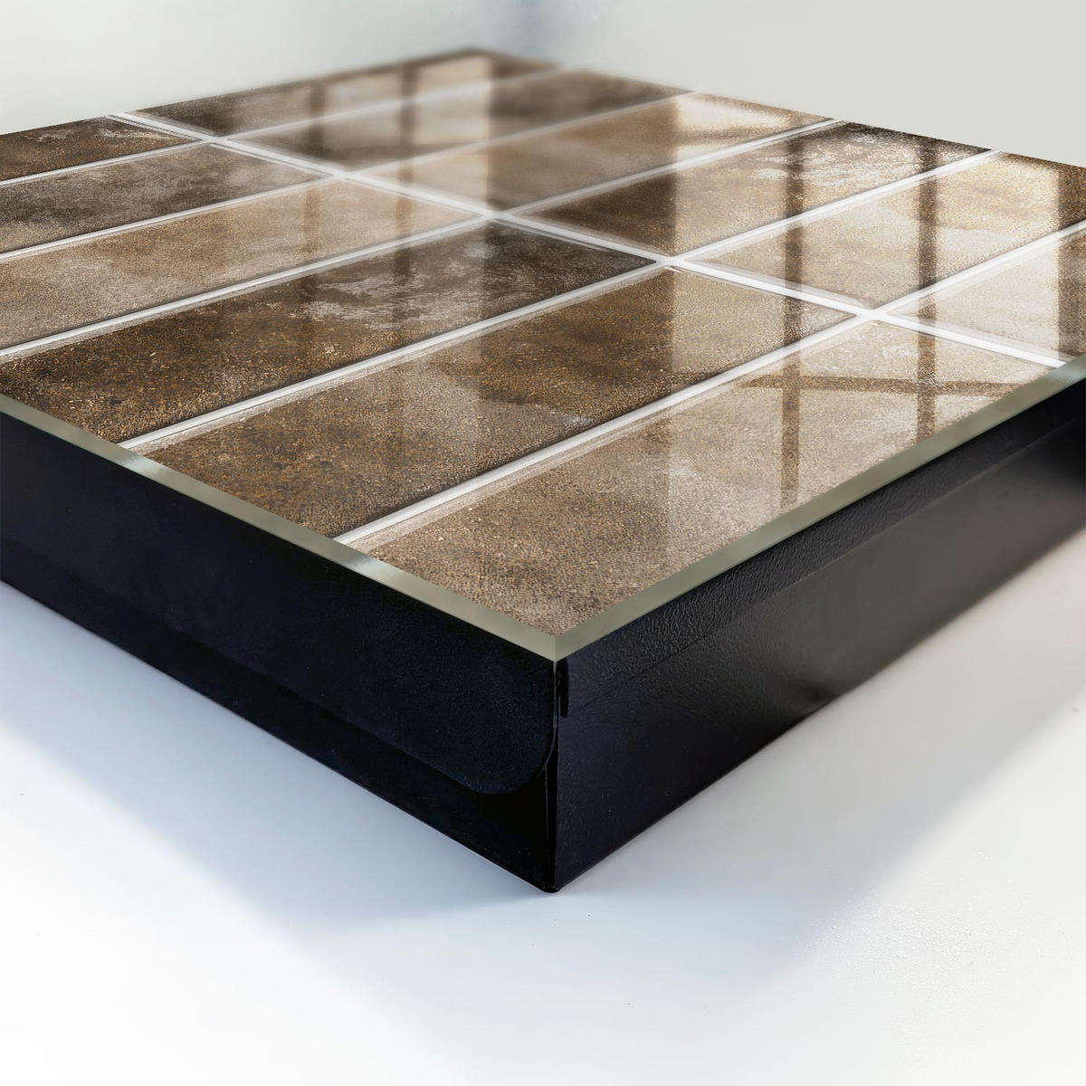 SCHLÜSSELBOX Schwarz 30x30 cm- Türöffnung nach rechts - Warme Fliesen - Braun, Metall (30/30/5cm) - TULUP