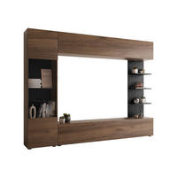 WOHNWAND Lazando - Nussbaumfarben/Schwarz, Holzwerkstoff (250/187/30cm) - MIRJAN24