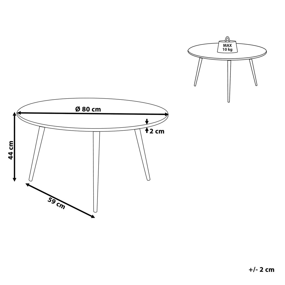 COUCHTISCH schwarz/hellbraun 80 cm Tennessee - Hellbraun/Schwarz, Holzwerkstoff (80/80/44cm) - Beliani