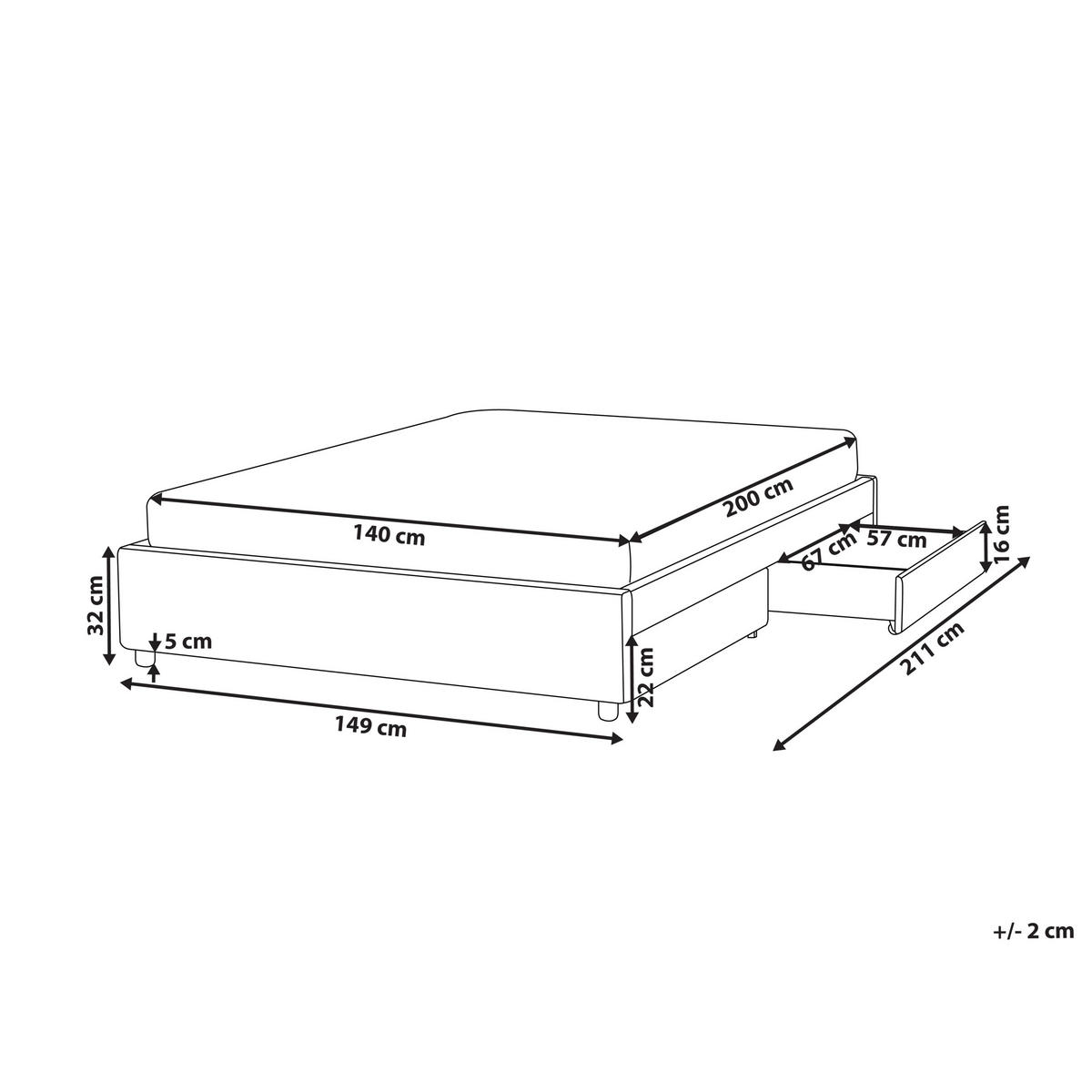 BETT 140/200 cm Hellgrau Prades - Hellgrau, Textil (140/200cm) - Beliani