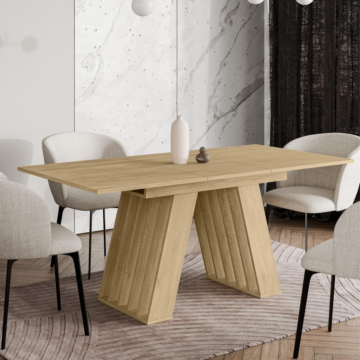 ROZKLÁDACÍ JÍDELNÍ STŮL 120–160 cm Dub - přírodní, kompozitní dřevo (160/80/75cm) - Home Collective