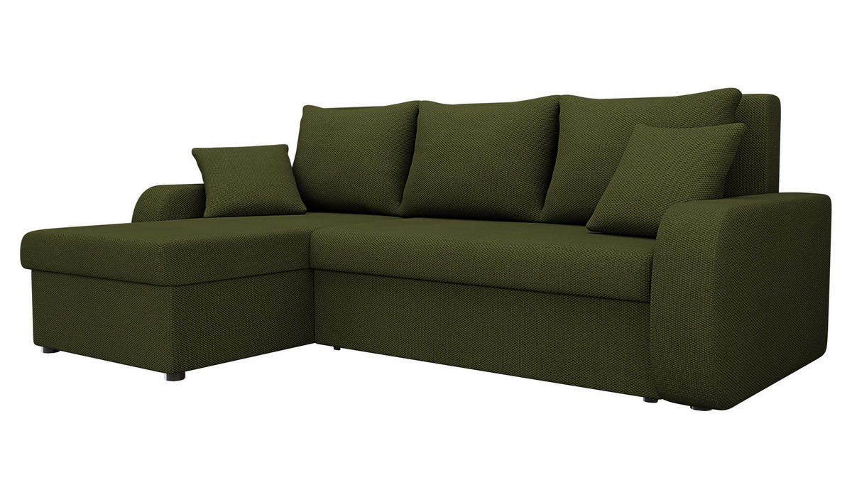 ECKSOFA Kris Lux - Schwarz/Grün, Holz/Kunststoff (238/147cm) - MIRJAN24