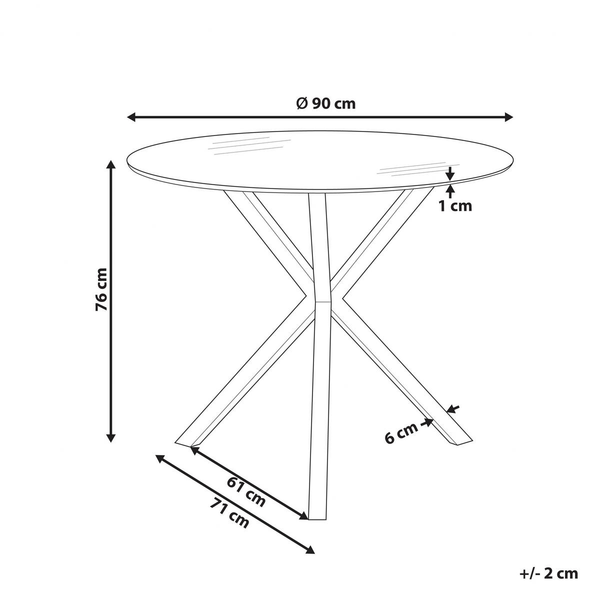 ESSTISCH 90/90/76 cm Goldfarben Rund Savoni - Goldfarben, Glas (90/90/76cm) - Beliani