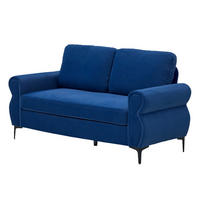 2-SITZER-SOFA DE-35060 mit Federkern Blau - Blau, Metall (81/92/173.5cm) - ComfortXL