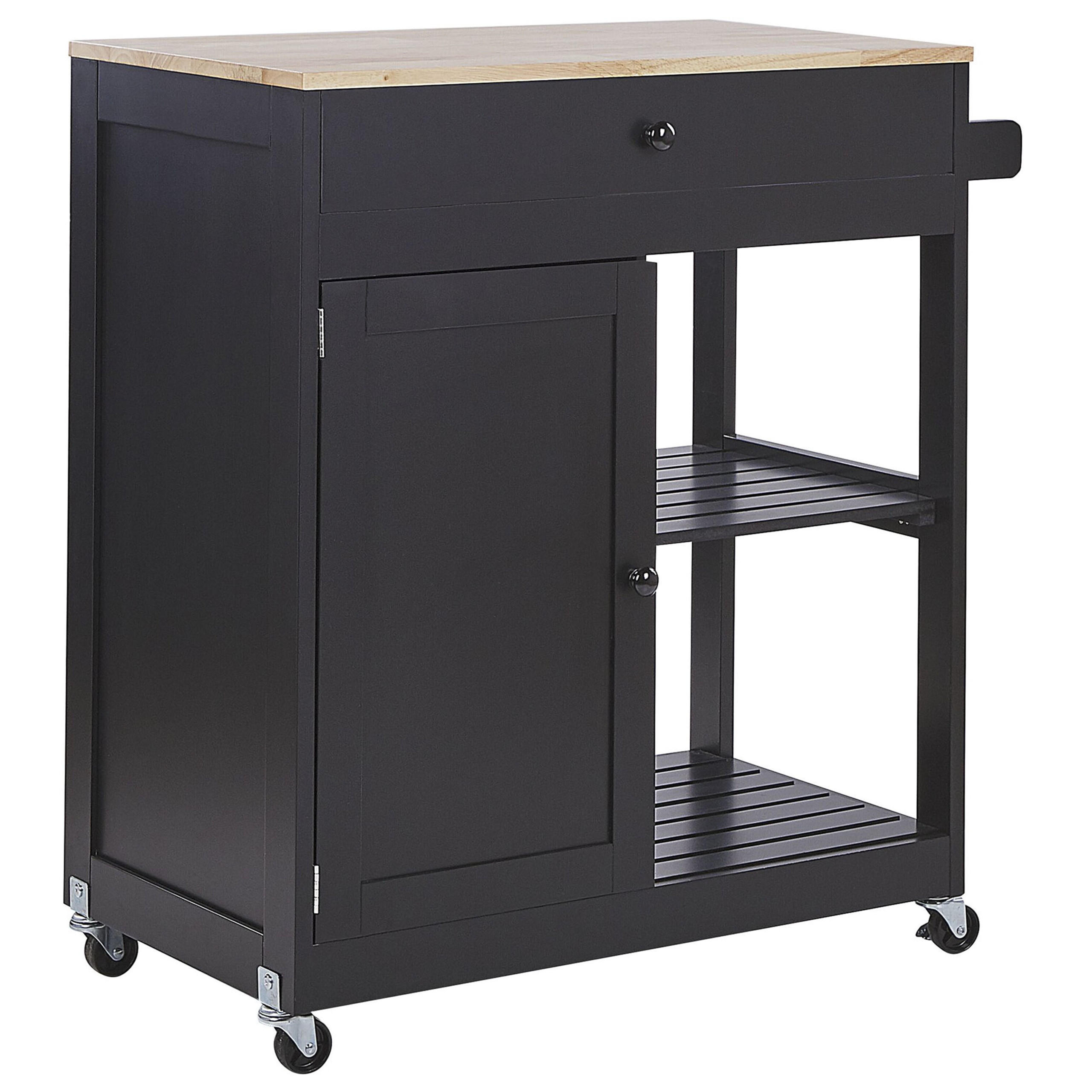 SERVIERWAGEN Schwarz Trapani - Hellbraun/Schwarz, Holzwerkstoff (75/87/44cm) - Beliani