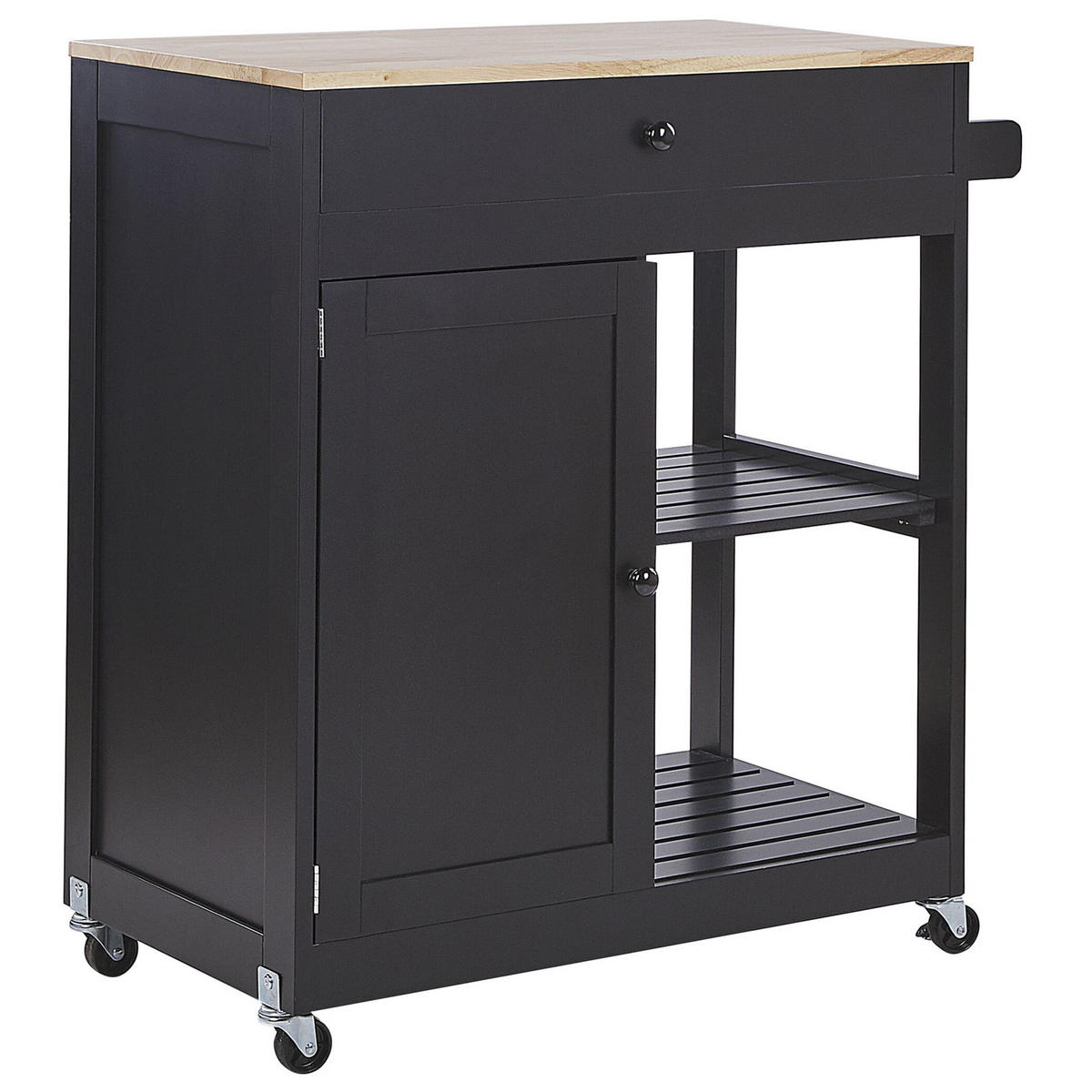 SERVIERWAGEN Schwarz Trapani - Hellbraun/Schwarz, Holzwerkstoff (75/87/44cm) - Beliani