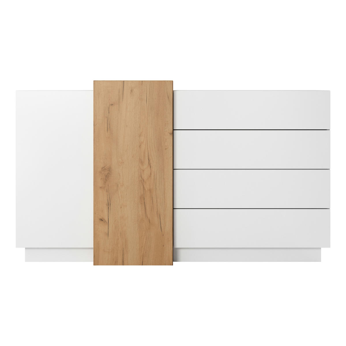 SIDEBOARD ETNE KOM2 ABS-Kante Eiche Weiß - Weiß, Glas/Holzwerkstoff (160/94/45cm) - Komodee