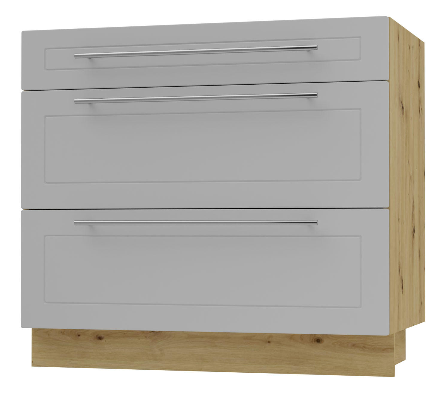 SCHUBLADENUNTERSCHRANK Kvantum D3A/90 90 / 50 / 82cm - Eiche Artisan/Grau, Holz/Holzwerkstoff (90/82/50cm) - Feldmann-Wohnen