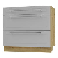 SCHUBLADENUNTERSCHRANK Kvantum D3A/90 90 / 50 / 82cm - Eiche Artisan/Grau, Holz/Holzwerkstoff (90/82/50cm) - Feldmann-Wohnen