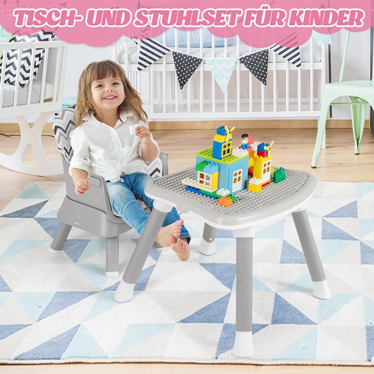 BABYHOCHSTUHL Weiß - Multicolor, Kunststoff (58/98/58cm) - COSTWAY