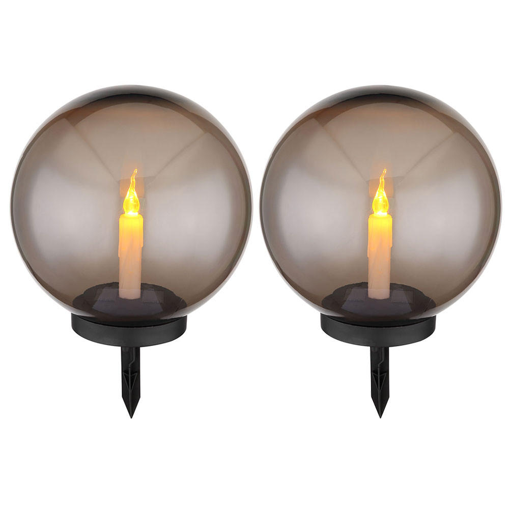 LED AUSSENLEUCHTE Kunststoff Grau Rauchoptik 2er Set - Grau, Kunststoff (25/25/38.5cm) - Globo Lighting