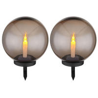 LED AUSSENLEUCHTE Kunststoff Grau Rauchoptik 2er Set - Grau, Kunststoff (25/25/38.5cm) - Globo Lighting