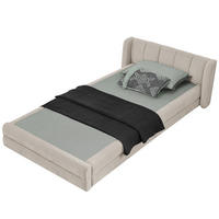 POLSTERBETT 90/200 cm in Beige Chenille mit Gepolstertem Kopfteil - Beige, Holzwerkstoff/Textil (90/200cm) - CHICFURN