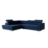 ECKSOFA Gold MERY Mit Verstellbaren Kopfstützen Links Ausziehbar - Blau, Textil (250/200cm) - Sepro Meble