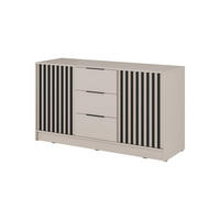 KOMMODE Nelly 3D Kaschmir, Kombikommode mit Schwarz Lamellen - Kaschmir/Schwarz, Holzwerkstoff (155/86/45cm) - Bettso