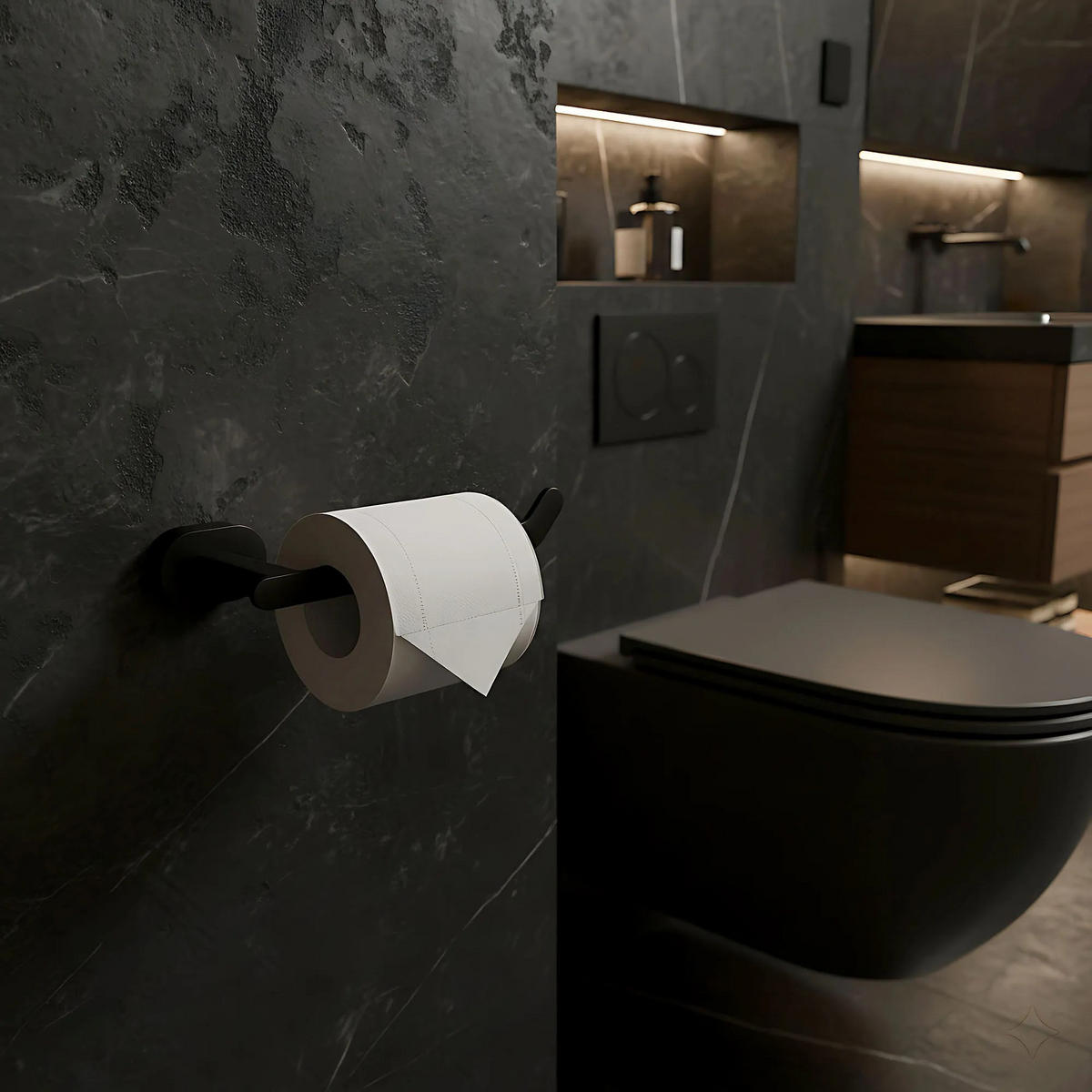 HALTER Für Toilettenpapier Rea 109 Til Black - Schwarz, Metall (17.5/4.5/6.5cm) - REA