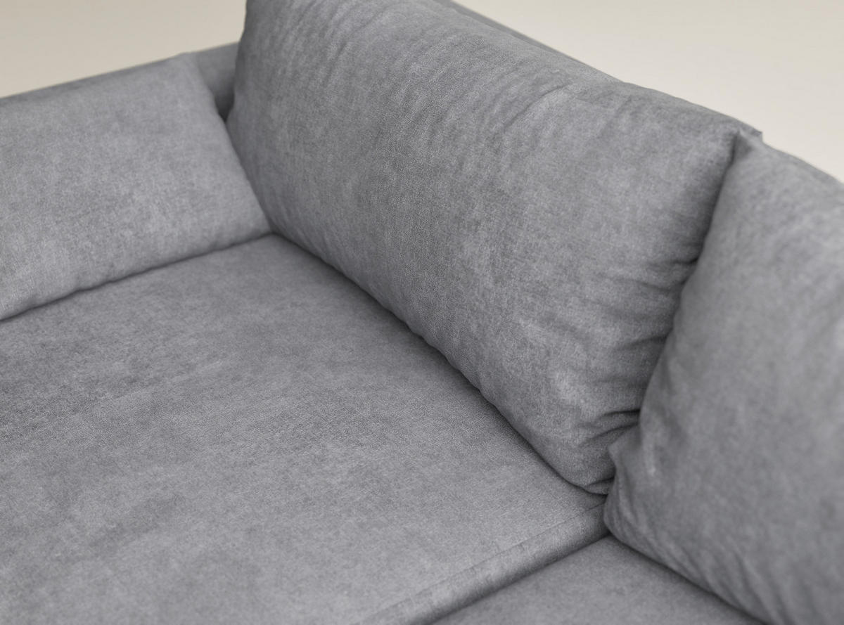 ECKSOFA MIT SCHLAFFUNKTION Leon Grau Webstoff - Schwarz/Grau, Holz/Holzwerkstoff (239/148cm) - Maison de Reve