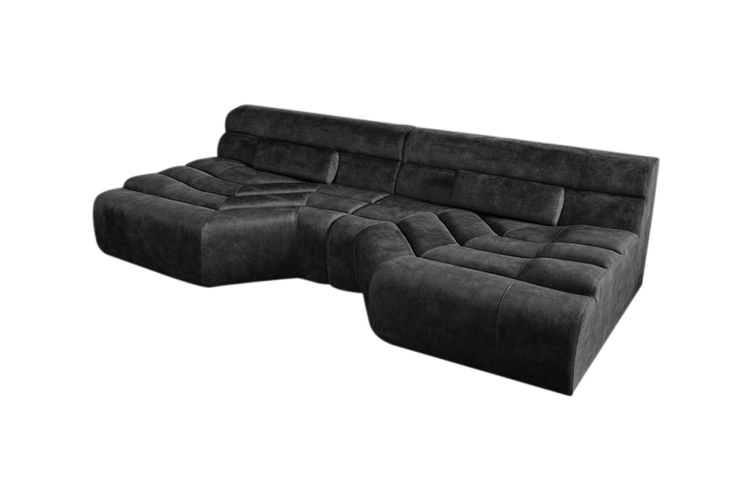 BIG SOFA MIT KISSEN TARA Anthrazit Velvet - Anthrazit, Textil (286/76/143cm) - KAWOLA
