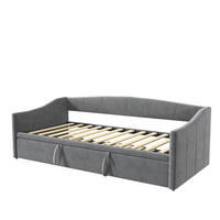 POLSTERBETT 90/180 x 200 cm, Schlafsofa mit Lattenrost, Samt, Grau - Grau, Holz (90/200cm)