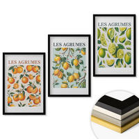 WANDBILDER 3er-Set - 40x60 cm Schwarzer Rahmen - Fruchtige Zitrus-Pastellmuster - Schwarz, Kunststoff (40/60cm) - ArtPrintCave