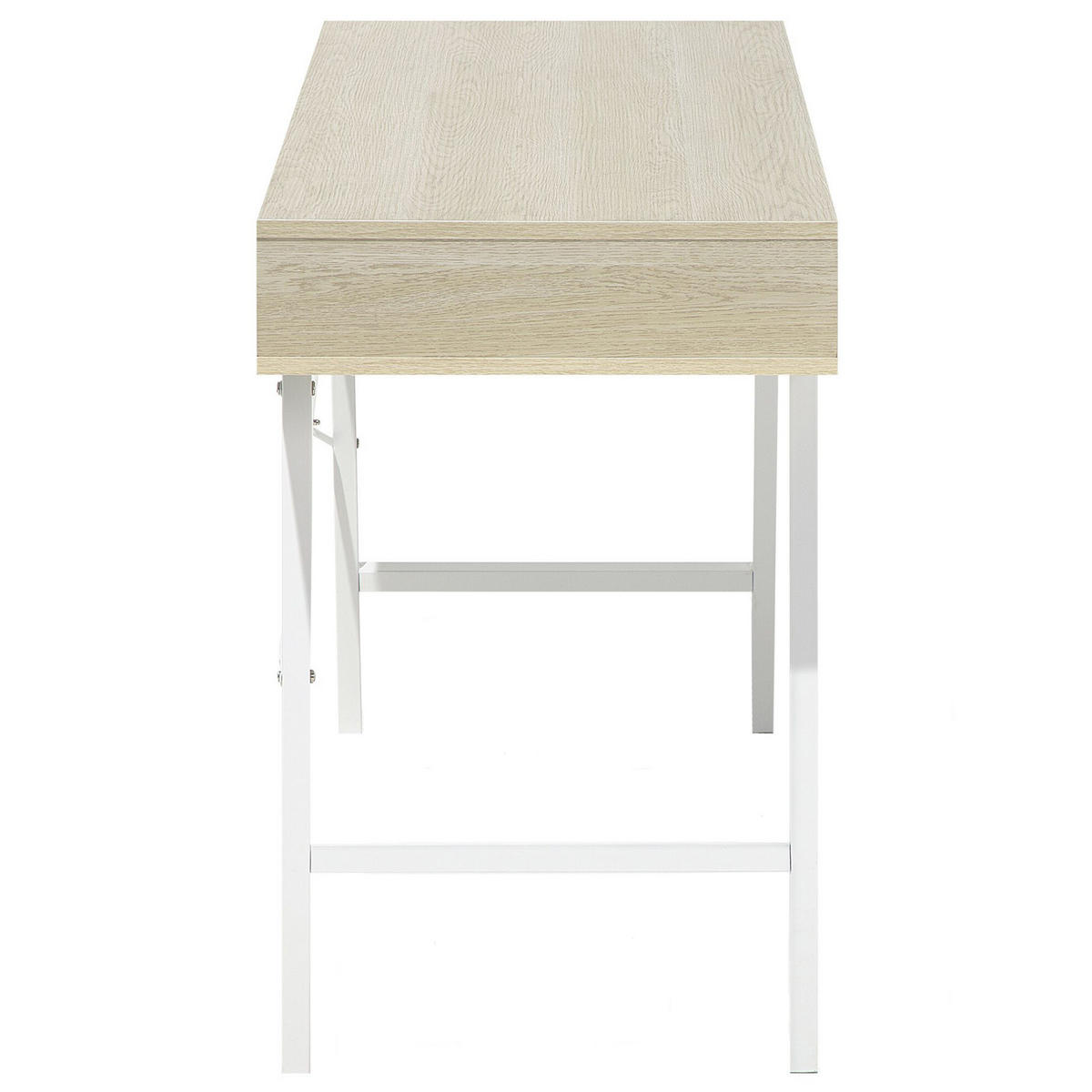 SCHREIBTISCH heller Holzfarbton/weiß 120/48/77 cm Clarita - Hellgrau, Holzwerkstoff (48/120/77cm) - Beliani