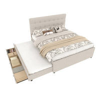 POLSTERBETT 140/200 cm aus Leinen mit ausziehbarem Bett, Beige - Beige, Textil (140/200cm) - OKMYHOME
