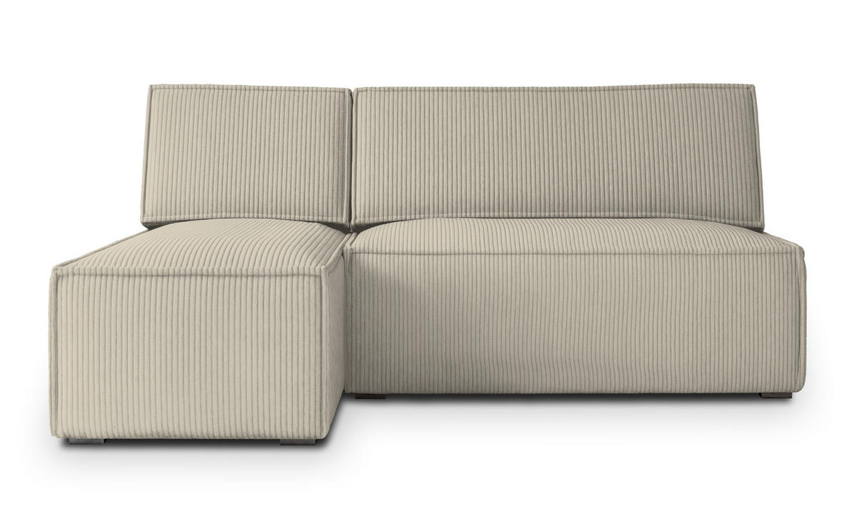 ECKSOFA BRISO P Creme Kordstoff mit Schlaffunktion - Creme, Holz (200/140cm) - MASSENO