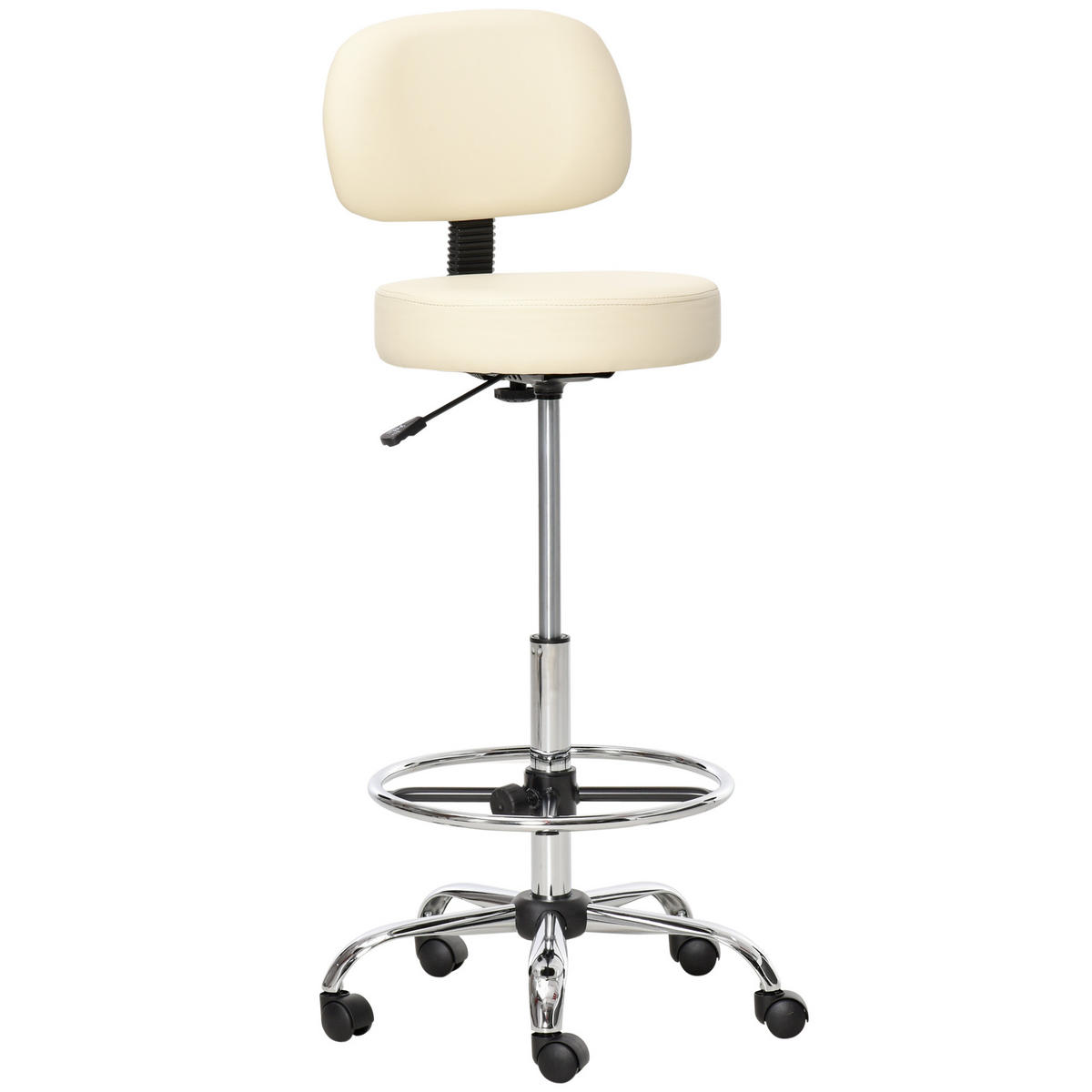 BARHOCKER DE-08013 gepolstert mit Lehne, höhenverstellbar, 360° drehbar Beige - Beige, Metall (57/104/56cm) - ComfortXL