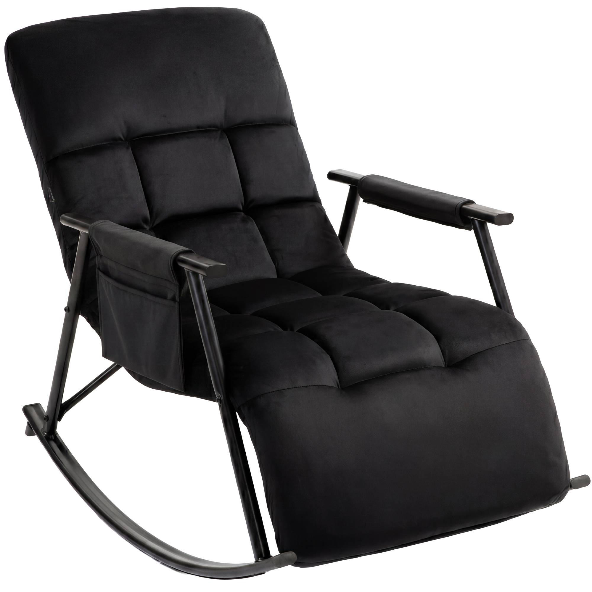 SCHAUKELSTUHL Mika Indoor 61x100x66cm Samt Schwarz Liegestuhl - Schwarz, Kunststoff/Textil (61/66/100cm) - DELUKE