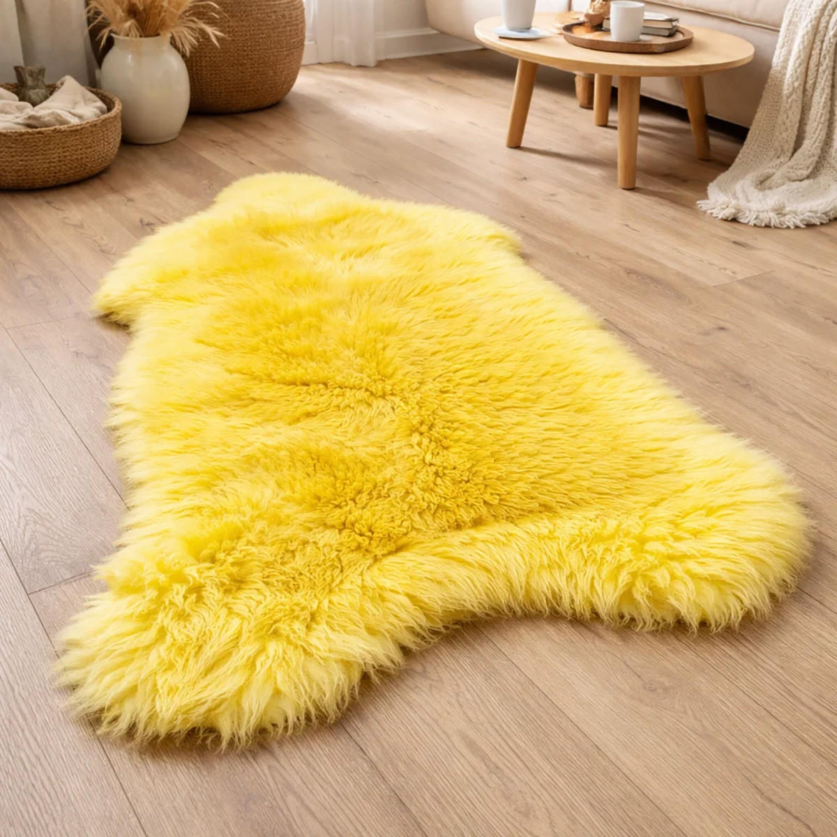 LAMMFELL Öko bunt gefärbt weich Fell Teppich Sonnengelb ca. 90 cm - Gelb, Fell (50/90cm) - Provellus