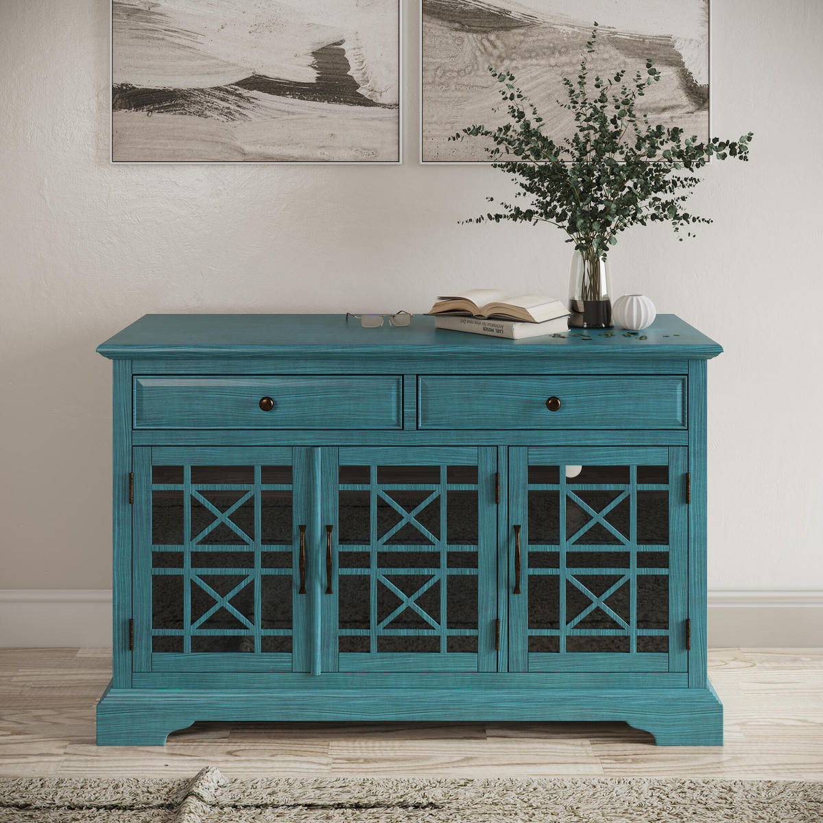 SIDEBOARD AVOLA Blau 127x49x82 cm - Blau, Holz (127/82/49cm) - FURNLUX
