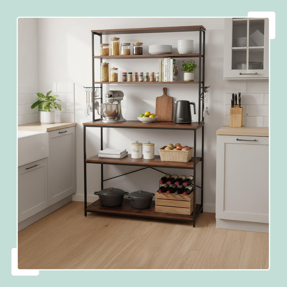 KÜCHENREGAL - Multicolor, Holzwerkstoff/Metall (100/167/40cm) - Relaxdays