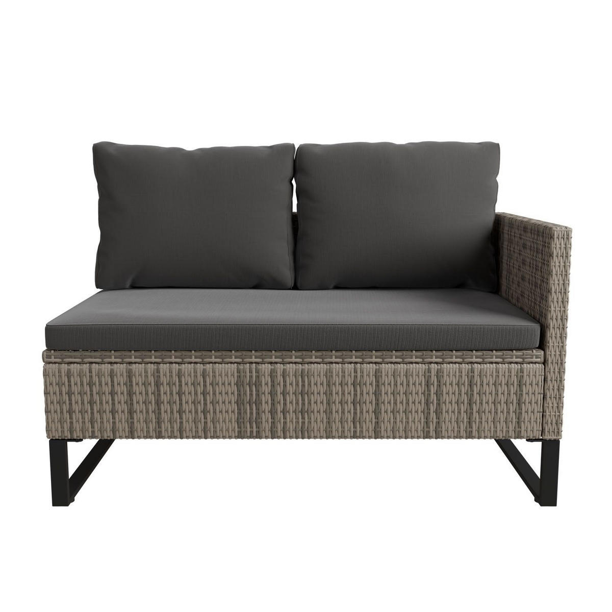 LOUNGEGARNITUR Santorini grau inkl. Abdeckung - Grau, Kunststoff/Metall - Juskys