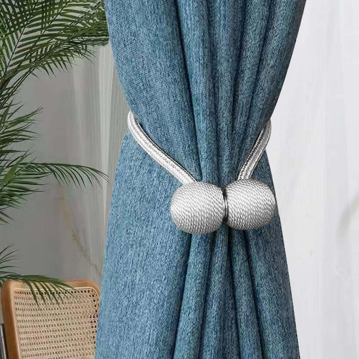 RAFFHALTER SET Gardinenklammer 40/3 cm (2-tlg.) - Grau, Kunststoff (3/3/41cm) - Intirilife