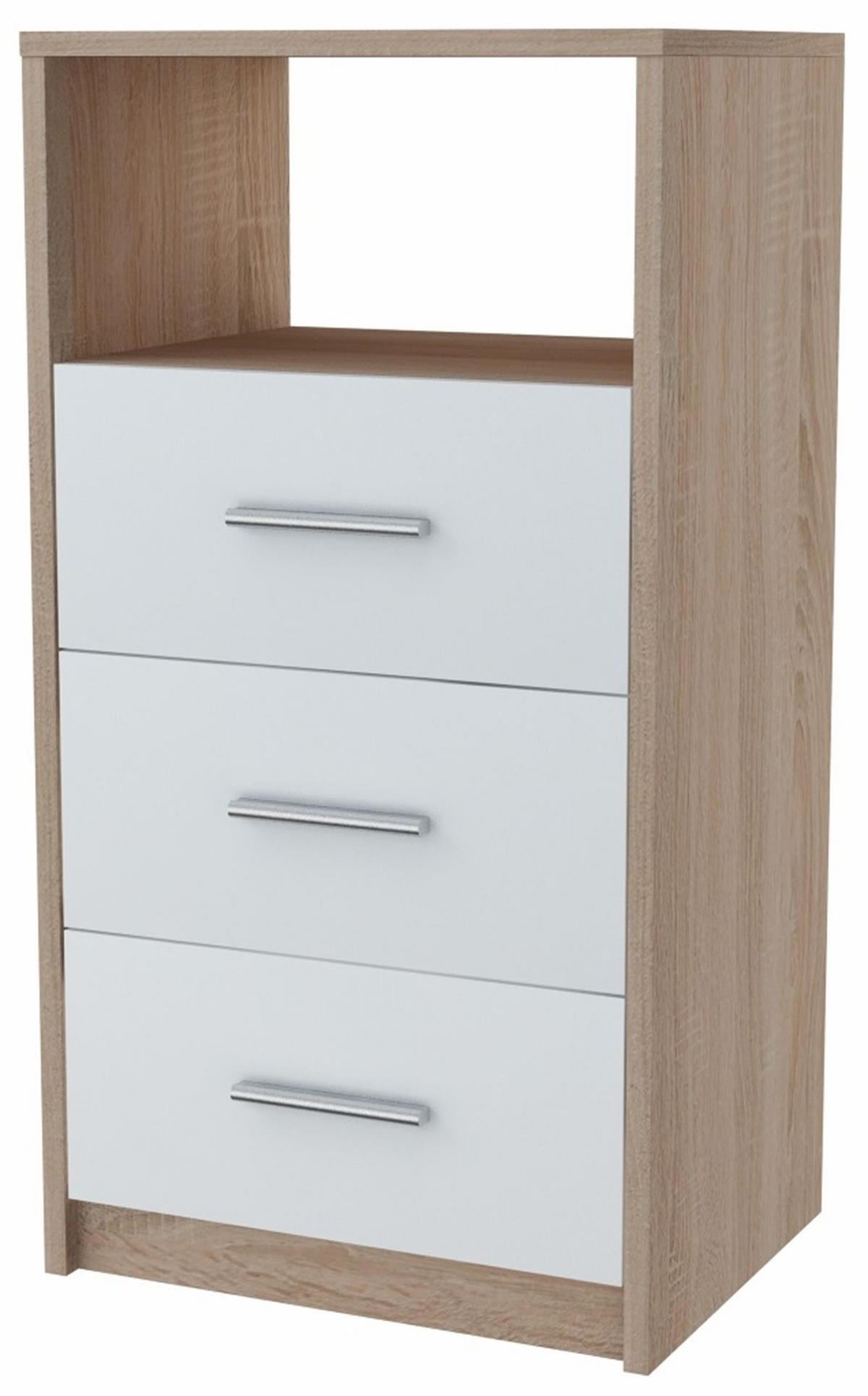 KOMMODE 3SO Sonoma Eiche-Weiß 40/35/75 cm - Weiß/Sonoma Eiche, Holzwerkstoff (40/75/35cm) - Matkam Möbel