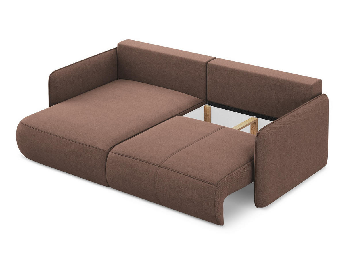 ECKSOFA mit Schlaffunktion Strukturstoff Stoff Pink - Pink/Hellrosa, Kunststoff/Textil (148/207cm) - Makamii