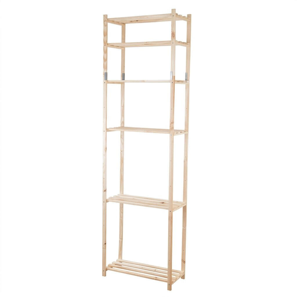 HOLZREGAL TIMBERCRAFT 220x65x28,5cm 6 Fachboden 1,4cm dickes Kiefernholz Natur - Naturfarben, Holz (65/220/28.5cm) - PROREGAL