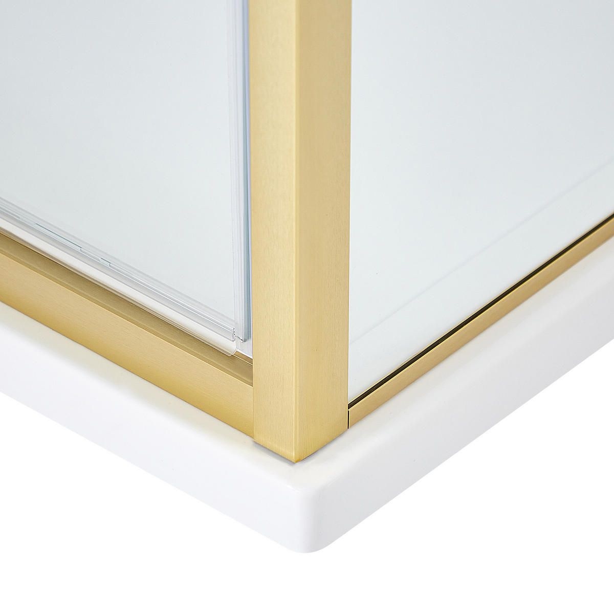 DUSCHKABINE 90/90/185 cm Gold Darli - Transparent, Glas (90/90/185cm) - Beliani