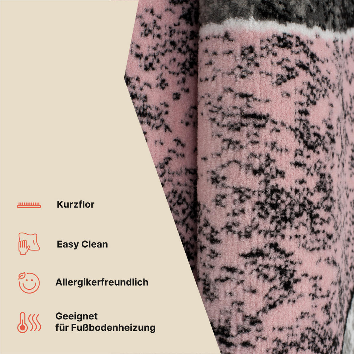 TEPPICH DREAM Grau Rosa 120/180 cm - Rosa, Textil (120/180cm) - Tapiso