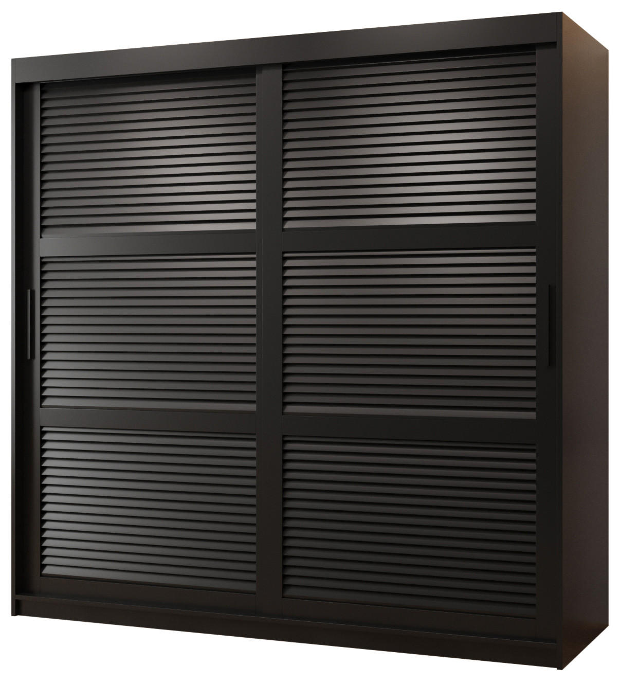 SCHWEBETÜRENSCHRANK 200/180/62 2-türig - Schwarz, Holz/Kunststoff (180/200/62cm) - MÖBEL KRYSPOL