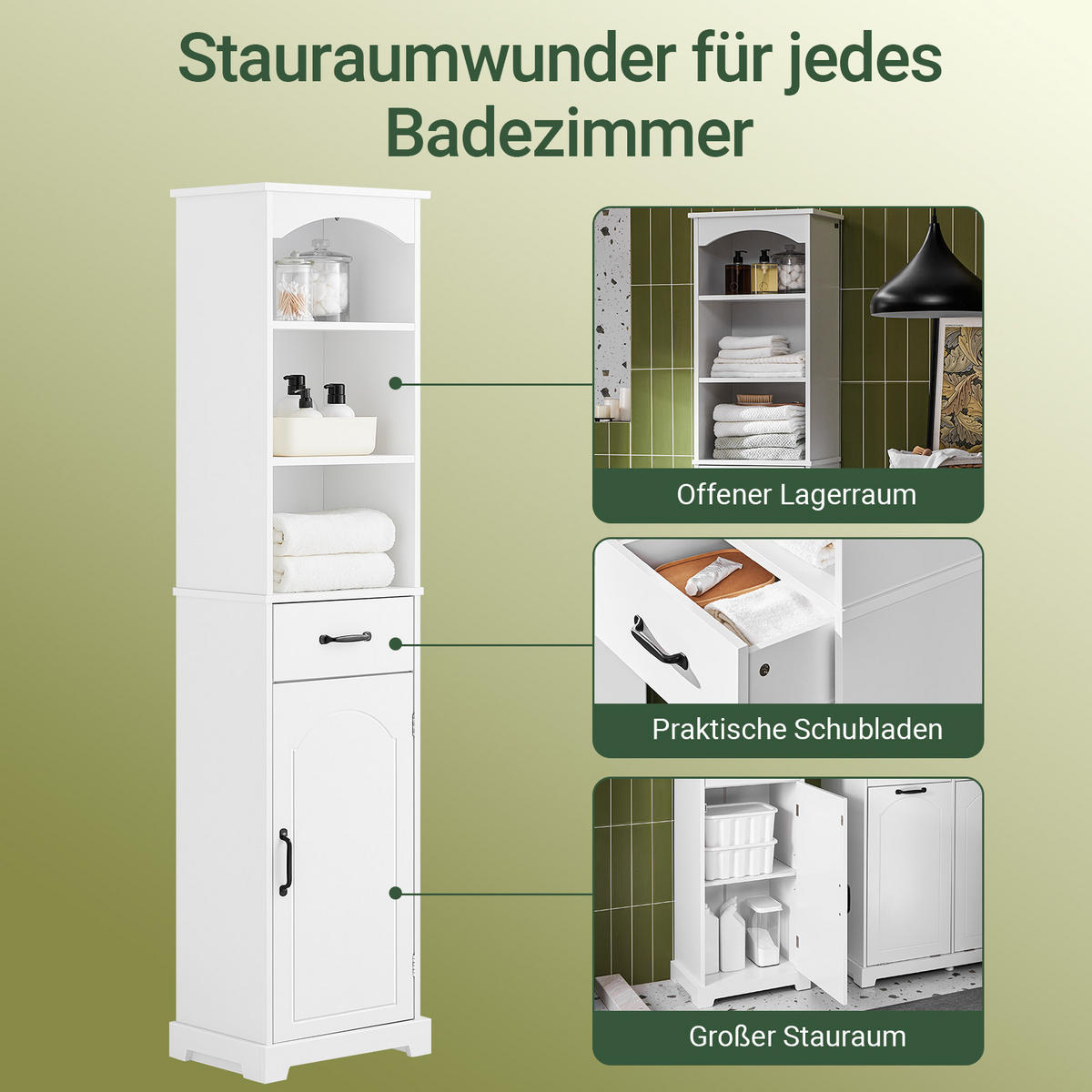 HOCHSCHRANK Weiß - Weiß, Holzwerkstoff (42/172/30cm) - SoBuy