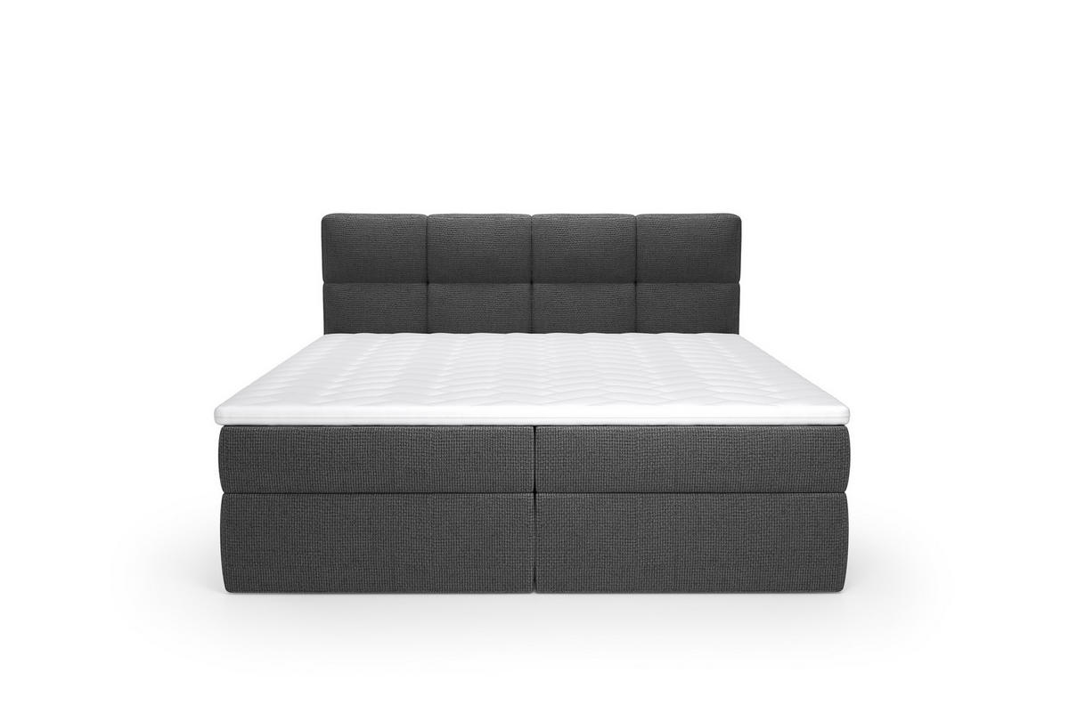 BOXSPRINGBETT Ruhe 180x200 – in anthrazitgrau, Kaltschaum-Topper, großem Bettkasten - Anthrazit, Textil (180/200cm)
