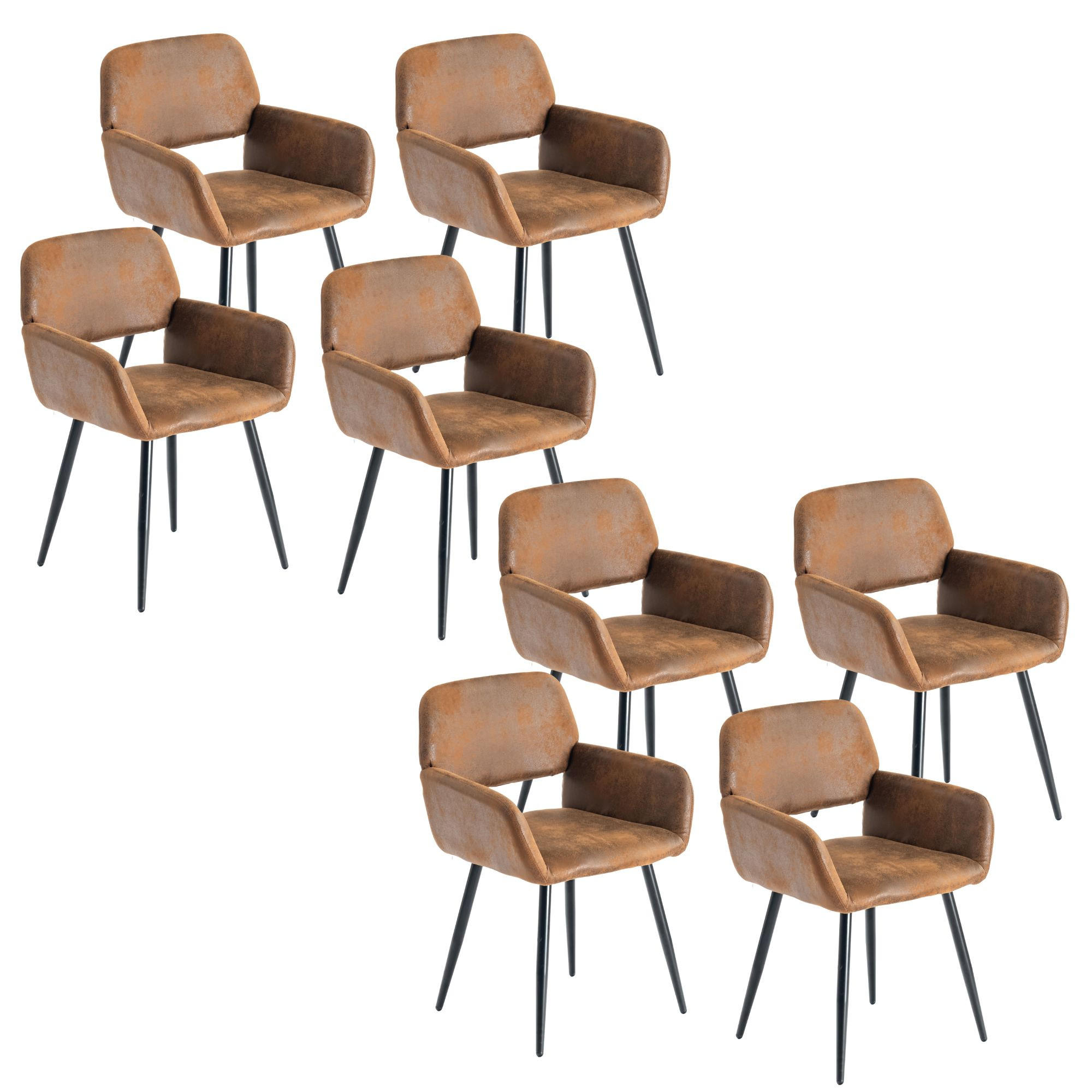 ARMLEHNSTUHL-SET 8 Stück braun - Braun, Holzwerkstoff/Textil (56/77/53cm) - Urban Meuble