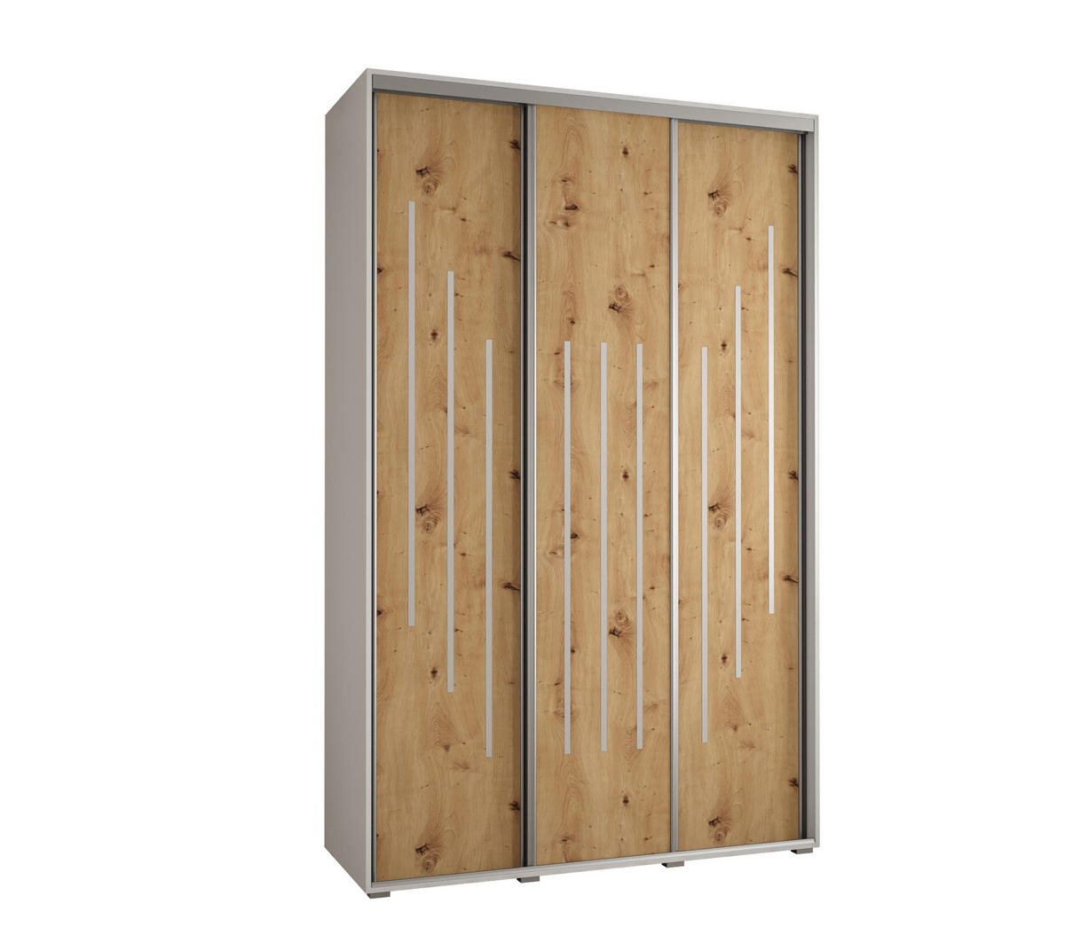 SCHWEBETÜRENSCHRANK 235,2/160/60 3-türig - Silberfarben/Eiche Artisan, Holz/Metall (160/235/60cm) - Abiks Möbel
