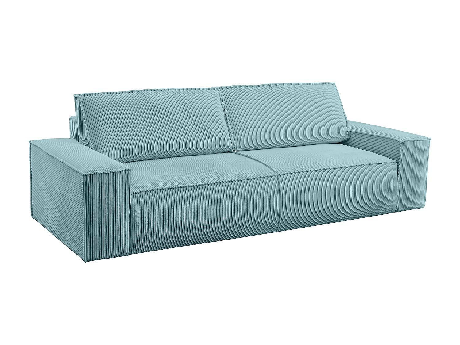 SCHLAFSOFA 4-Sitzer - Cord - Türkisblau - AMELIA - Türkis, Textil (257/85/102cm) - Vente-Unique