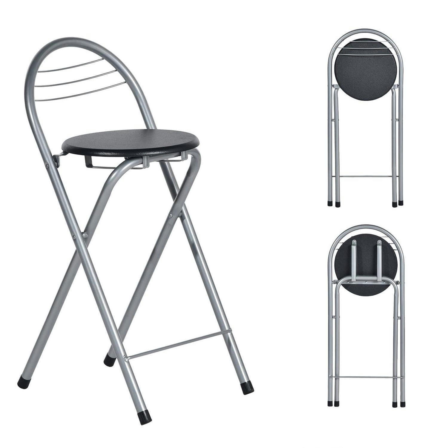 BARHOCKER Klappbar Sitzhöhe 61 cm Schwarz/Silber - Multicolor, Metall (36/79/41cm)