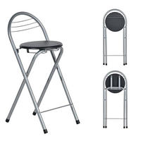 BARHOCKER Klappbar Sitzhöhe 61 cm Schwarz/Silber - Multicolor, Metall (36/79/41cm)
