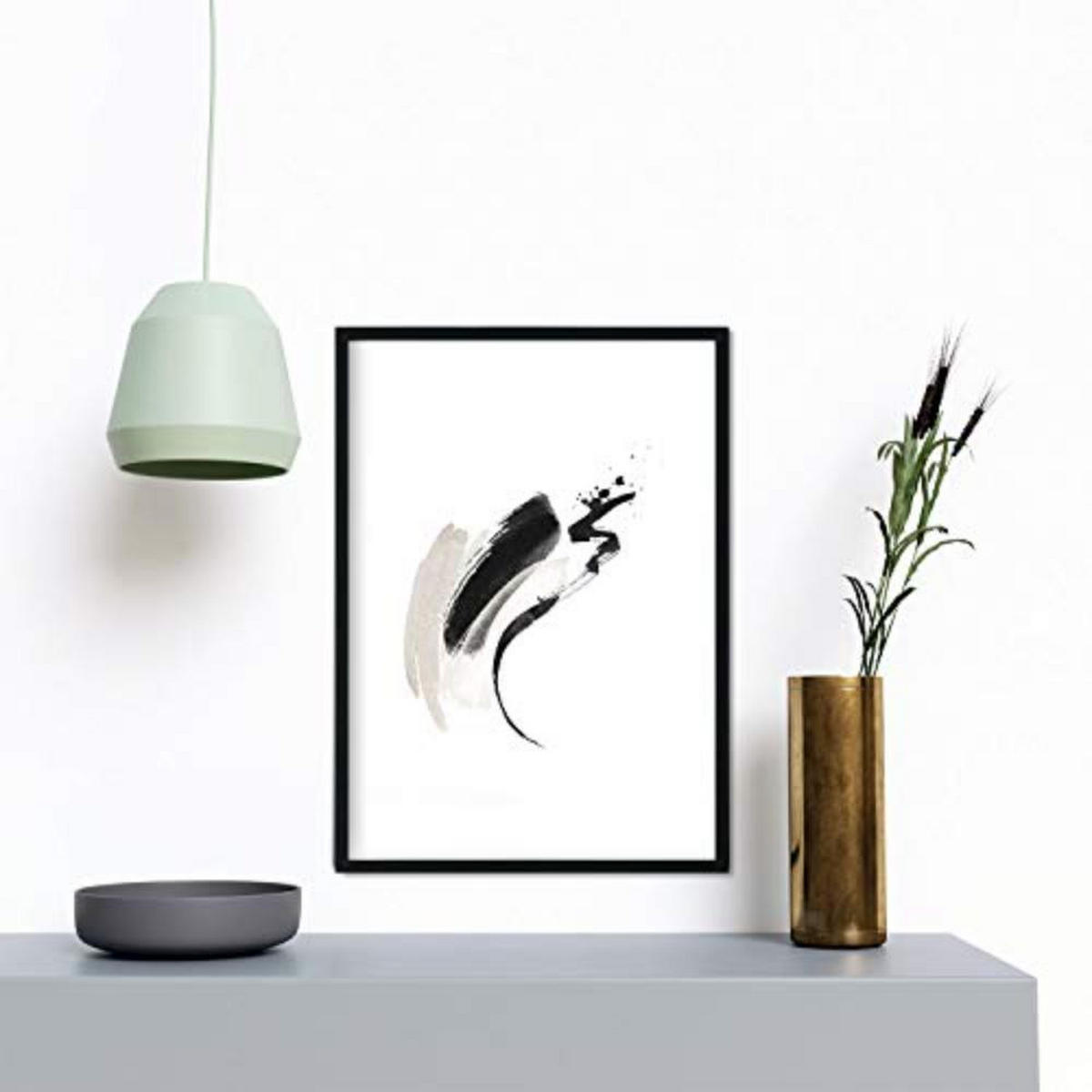 POSTER Set mit 4 Abstrakte Formen und Figuren Braun A4 Schwarzer Rahmen - Schwarz, Papier (29.7/3cm) - Nacnic