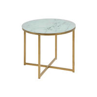 COUCHTISCH Ø 50 cm in Glas mit Marmordruck - Weiß, Holzwerkstoff (50/50/42cm) - ebuy24