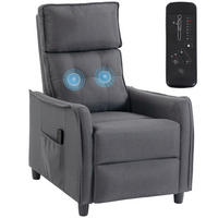 RELAXSESSEL,VIBRATIONSMASSAGE Leinen-Optik zurückklappbar Federpolster Fußstütze,grau - Grau, Textil (69/104/93cm) - Vallsero